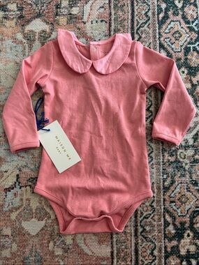 MAISONME Baby Pink Long-Sleeve Peter Pan Collar One-Piece